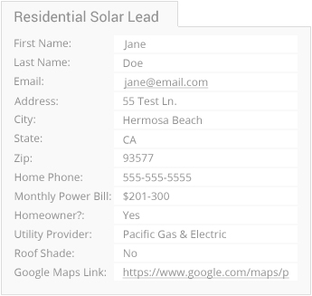 Residential Solar Lead